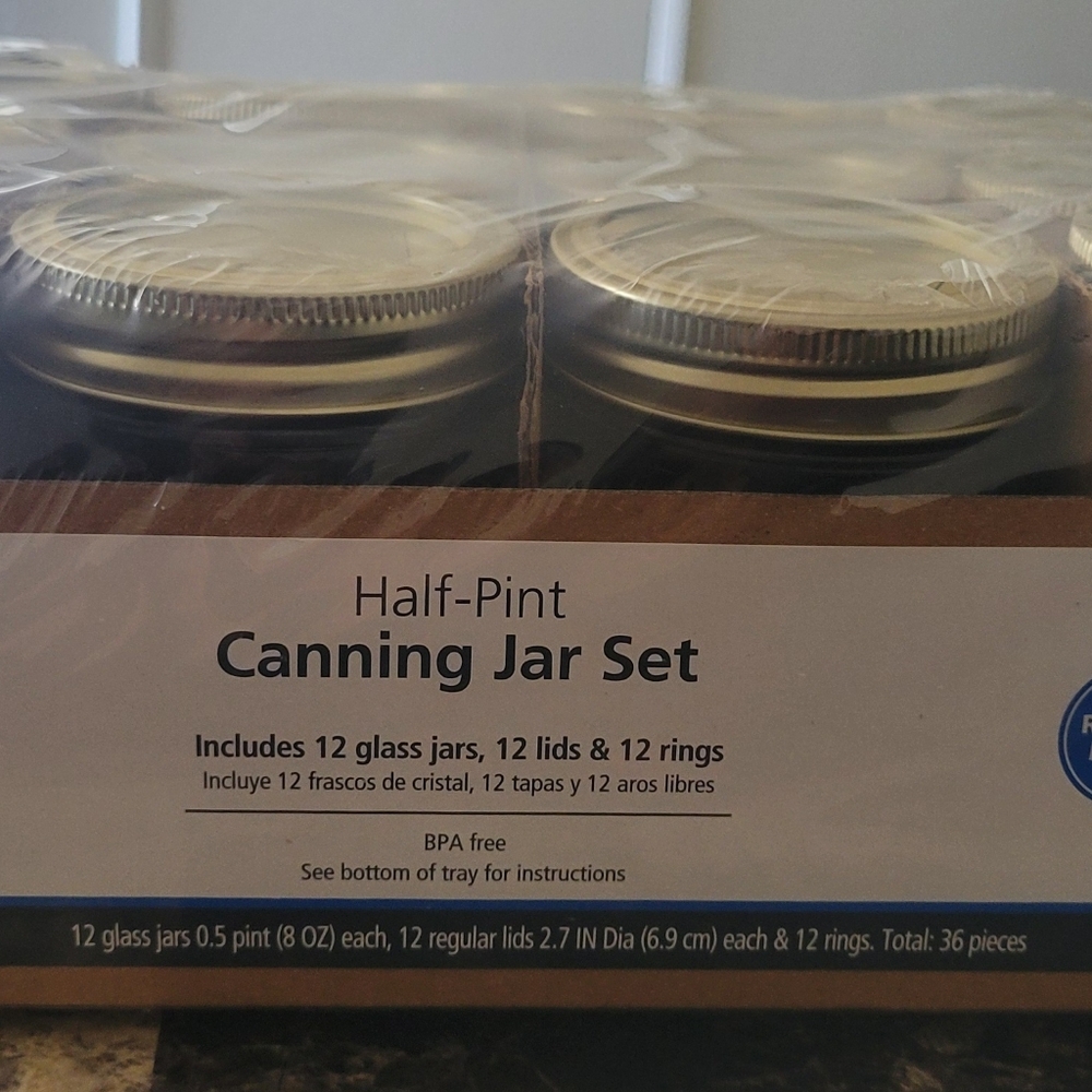 Mainstays Half Pint Glass Canning Jar Set